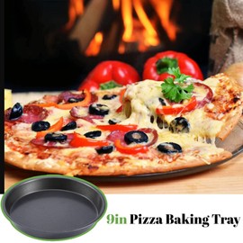 Yosoo 9 pulgadas de hierro fundido Pizza pan-antiadherente alrededor de la bandeja para hornear Pizza Bandeja de plato profundo