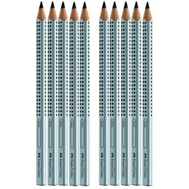 Faber-Castell 111997-12 Jumbo Grip Pencils, Hardness: B, Barrel Colour: Silver (Pack of 10)
