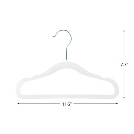 Finnhomy Non-Slip Clothes Hangers for Baby and Kids 30-Pack Velvet Hangers with 10 Finger Clips, White