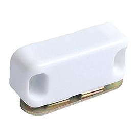 Merriway BH04807 (2 Pcs) Magnetic Cupboard Cabinet Door Catches, 42mm (1.5/8 inch) with Single Plate and Screws, 6 kg (13lb) Pull Strength White - Pack of 2 Pieces