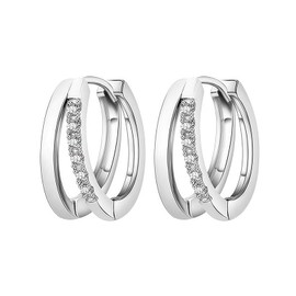 Tivleed Small Silver Hoop Earrings, Silver Hoops Earrings for Women, Hypoallergenic Lightweight Trendy Chunky Hoop Earrings Everyday Wear Jewellery Gift for Women Girls Double Hoop Piercing Earrings