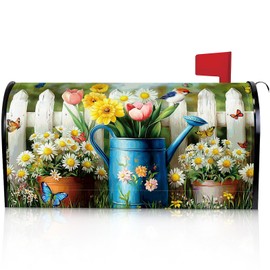 Pickmesh Spring Mailbox Covers Magnetic Standard Size 18 x 21 Inch Flowers Mailbox Wrap Rustic Floral Post Letter Box Cover Wrap Decoration for Garden Yard Outdoor(Daisy)