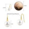 Classic Pearl Drop Earrings, Gold-Plated Hook, White Round Pearls, Lightweight