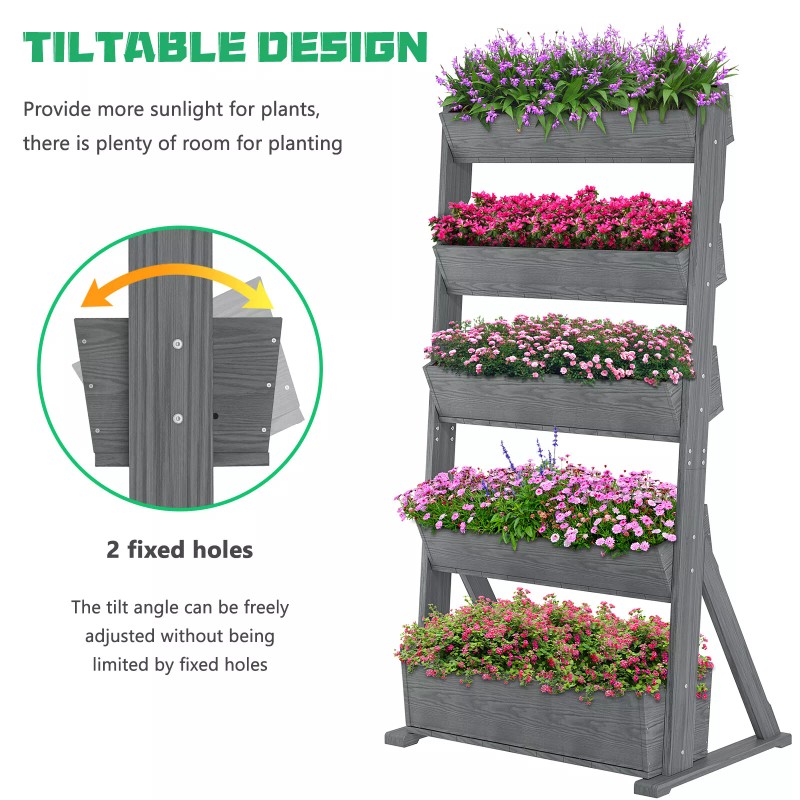SLSY 5 Tier Garden Planters Raised Beds Freestanding Plant Stand