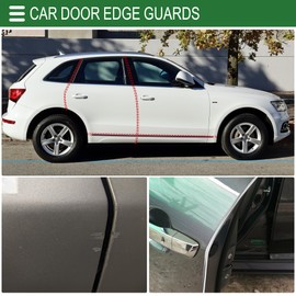 Motoforti Universal Car Door Edge Protective Strip L-Type Car Door Edge Guards Fit for most Cars Sedans Trucks SUV, 20M/65.62ft, Anti-scratch Collision, PVC, Chrome Silver Tone