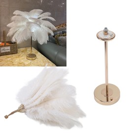 Ostrich Feather Lamp, Touch Switch USB Feather Table Lamp, Princess Lamp, Aesthetic Nightstand Gold Desk Light, Funky Table Lamp for Girls Bedroom Cute Bed
