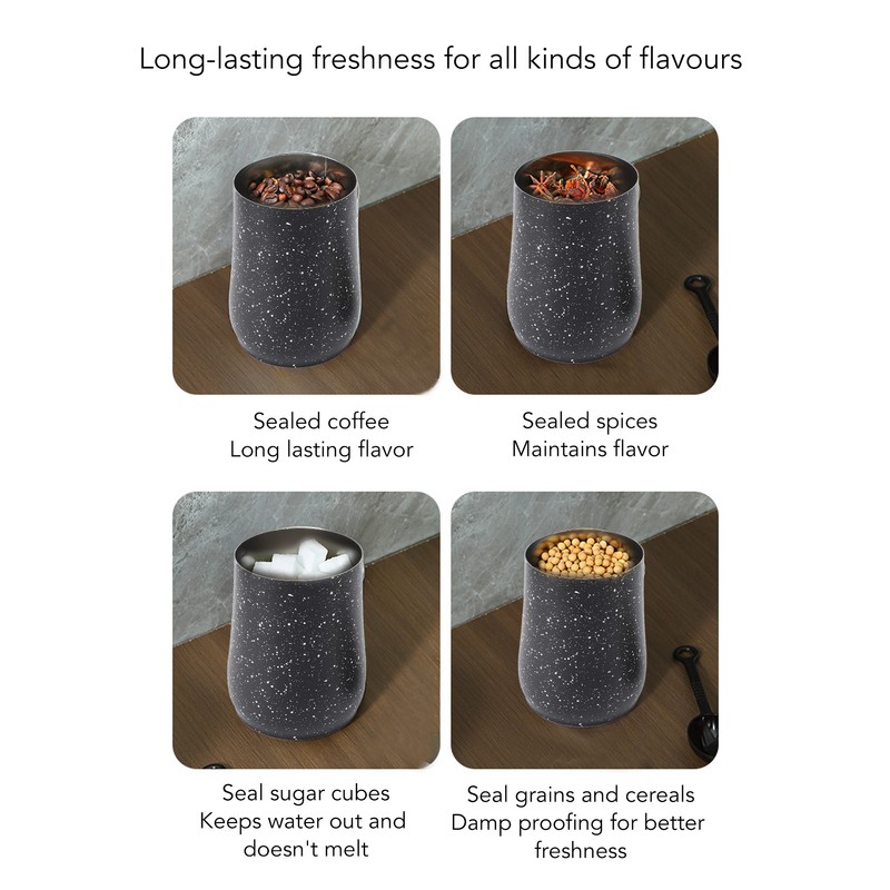 Coffee Bean Canister Airtight Stainless Steel Visible 800ml with Spoon