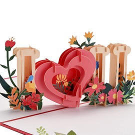 Sunohyesla Pop Up Birthday Greeting Cards,I Love You 3D Cards for Birthday, Valentine's Day, Mother's,Father's Day, Anniversary, Husband, Wife, Mom, Dad, Boyfriend, Girlfriend, Romantic Gift (5" x 7")