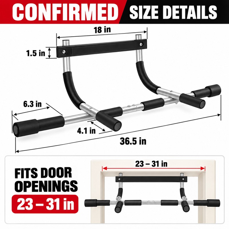 LINGPENG Doorway Pull Up Bar, No-Drill Multi-Grip Chin Up Bar