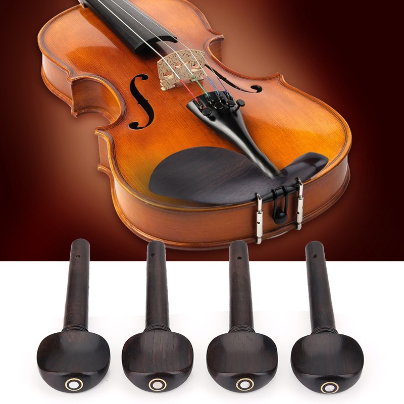 1Set Ebony Wood Violin Parts 4/4 Fittings Chinrest Pegs Tailpiece