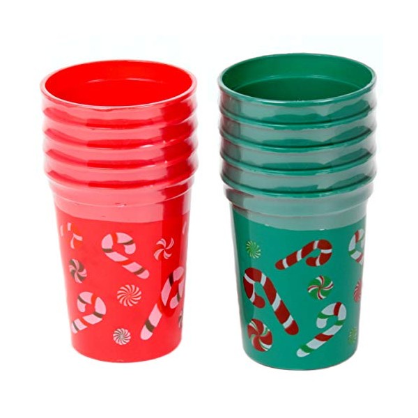 Chef Craft Select Plastic Christmas Cup Set, 10 ounce capacity 5 piece set, Color May Vary