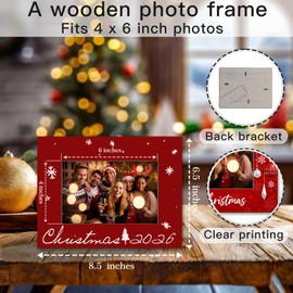 Ebned 2026 Merry Christmas Picture Frame - Fits 4 x 6 inch photos,Family Photo Frame,Merry Christmas snowflake Gifts for Family Friends, Winter Home Decorations(Red) - A01