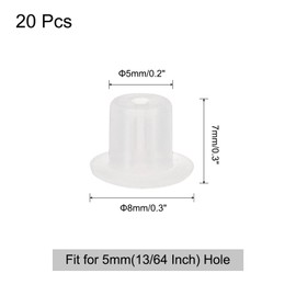 uxcell 20pcs Hole Plugs, Heat Resistant Silicone Flush Type Fastener Hole Cover Plug for 5mm(3/16") Hole, Round Snap Locking Tubing Plug Hole for Furniture Cabinet, White