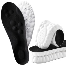 2 Pairs 4D Cloud Insoles for Men,Cloudstride 4D Insoles,4D Cloud Technology Insole Super Soft,4D Sports Memory Foam Insoles,Elastic Strong Arch Shock-Absorbing Insoles for Men Women (41-42, Black)