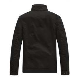 WenVen Men's Military Canvas Work Jackets and Coats (Black, XX-Large)