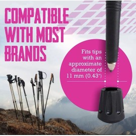 TrailBuddy Walking Stick Tips - Pack of 6 Replacement Rubber Cane Tips Fit Most