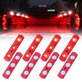 Xprite Red LED Truck Bed Light Kits Rock Lights with On/Off Switch, for Pickup Footwells, Running Boards, Cargo, Under Car, Tonneau Cover, Rail Lighting