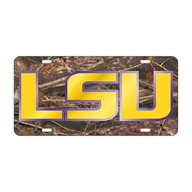 LSU Tigers Mirrored Laser Engraved Camo License Plate Tag