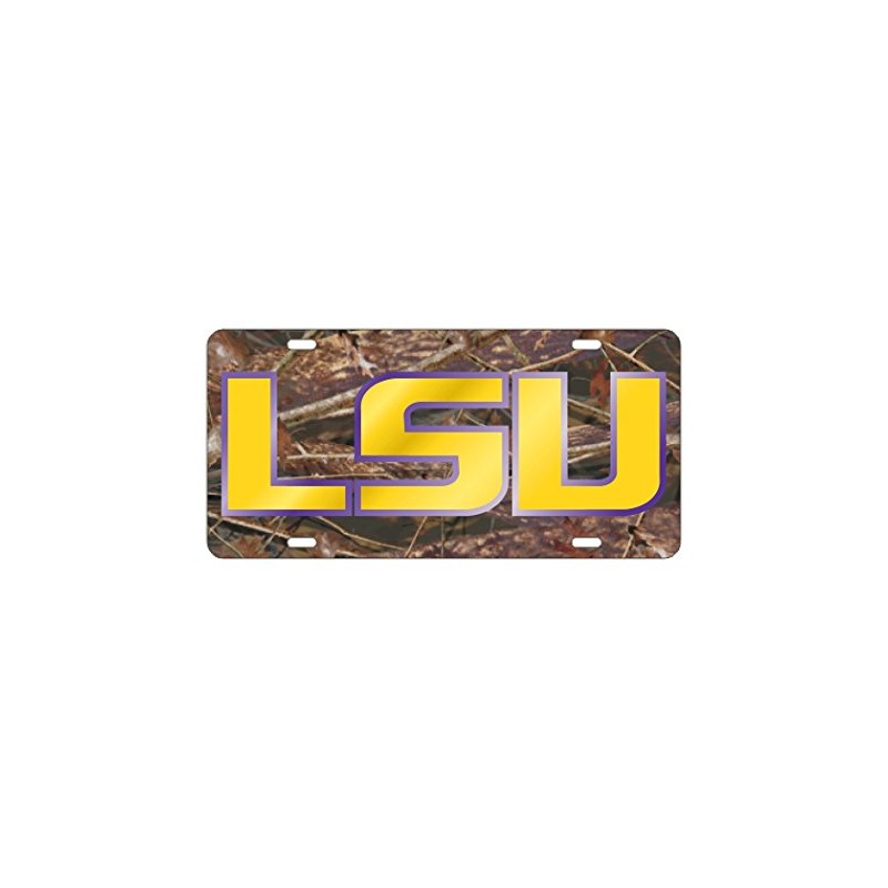LSU Tigers Mirrored Laser Engraved Camo License Plate Tag