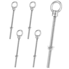 1/4" x 6" Eye Bolt, 304 Stainless Steel Eye Bolts with Nuts Washers, Heavy Duty Shoulder Lifting Threaded Ring Eye Bolt for Hanging Item, 5 PCS