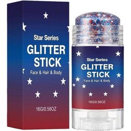 Barra de Purpurina Maquillaje para Cuerpo, Cara y Cabello Purpurina Facial para el 4 de Julio para Mujeres Niños Niñas Hombres del Día de la Independencia Desfiles