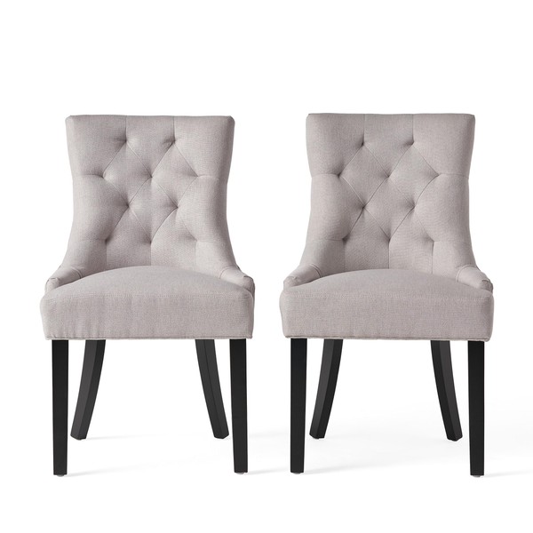 Christopher Knight Home Hayden Fabric Dining Chairs, 2-Pcs Set,Polyester, Light Grey