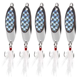 Fishing Spoons Lures, 8pcs Metal Spoon Fishing Lures with Feathered Treble Hooks 7g-40g Jigging Spoons Bait for Bass Trout Pike Walleye Saltwater Freshwater