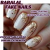 BABALAL Press on Nails Short Square Fake Nails Gold French