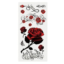 Red Tattoo Stickers, Red Rose Fashion Butterfly Dragon Flower,Body Art Temporary Fake Tattoo Sticker Decal,Rose Tattoo,Butterfly Temporary Tattoos,Temporary Tattoos,Makeup