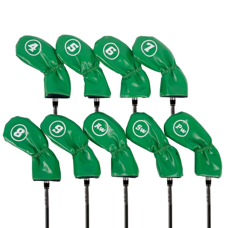 Leather Golf Club Iron Head Covers 9 Piece Set Headcover