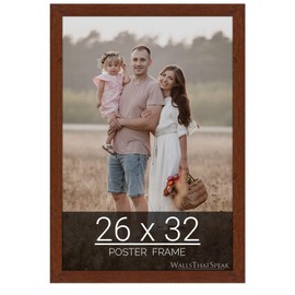 wallsthatspeak 26x32 Dark Walnut Rustic Pine Picture Frame for Puzzles Posters Photos or Artwork