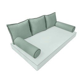 *COVER ONLY* Style3 Outdoor Bolster Back Pillow Covers Contrast Trim Queen-AD002