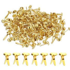 Yharnamite 200 Pcs Metal Paper Fasteners, 8x20mm Split Pins Round Fasteners, Mini Brads Fasteners for Art Crafting School Project, Decorative, Paper Craft, Scrapbooking, DIY Supplies (Gold)