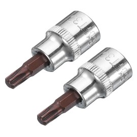 QUARKZMAN 3/8" Drive x T35 Torx Bit Socket, S2 Steel Bits, CR-V Sockets 2" Length (For Hand Use Only) Pack of 2