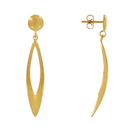 LES POULETTES BIJOUX - Golden Brass Earrings Openwork Leaf Folded, Brass