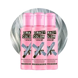 Crazy Color Metallic Graphite Semi-Permanent Trio Hair Dye. Highly Pigmented Silver Toner Conditioning & Oil Nourishing Vegan Formula | No Bleach or Ammonia | 300ml