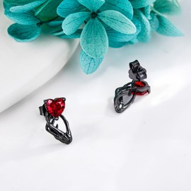 Skeleton Stud Earrings Sterling Silver Black Skull Earrings Gothic Jewelry for Women, Sterling Silver, No Gemstone