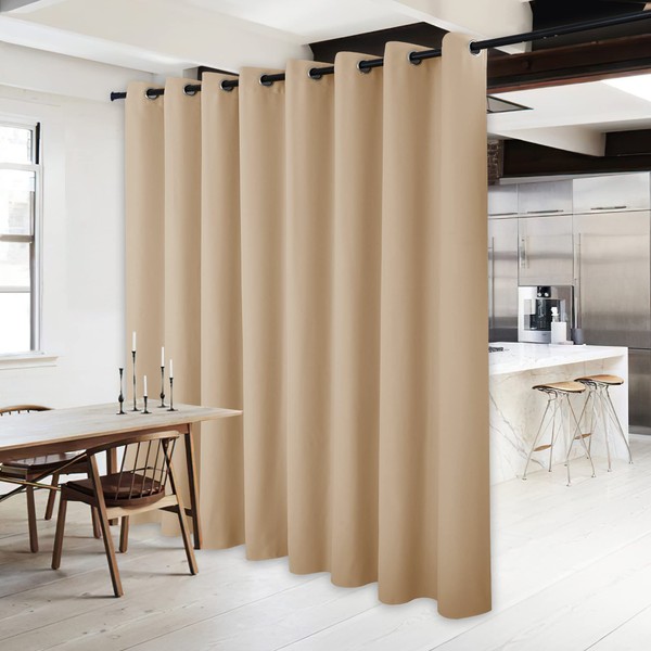 NICETOWN Thick Blackout Curtain and Drape - (120 x 84, Biscotti Beige, 1 Panel) Thermal Insulated Grommet Top Window Drapery for Bedroom, Block Out Light Curtain Panel