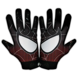 Taqcha Spider Youth Football Gloves - Tacky Grip Skin Tight Adult Football Gloves - Pro Elite Super Sticky Receiver Football Gloves - Youth Sizes (M-L)