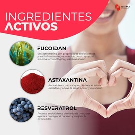 Heart Wellness | Fucoidan, Trans-Resveratrol y Astaxantina | Antioxidantes para soporte general y bienestar diario | 60 cápsulas de 500 mg