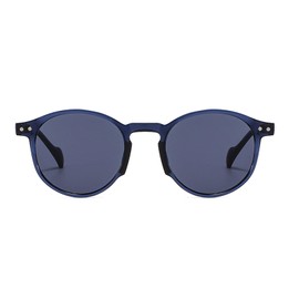 YAMEIZE Sunglasses Women's Round Retro Classic Vintage Small Round Sunglasses Men Fashion Transparent Frame Unisex UV400 Protection, Clear Blue/Grey