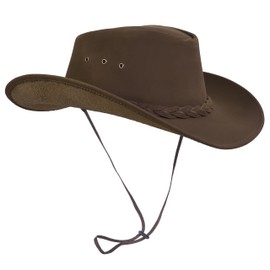 SHAMROCK Leather Cowboy Hat for Men Women Lightweight Handcrafted Western Shapeable Wide Brim | Western Hats for Men (US, Alpha, Large, Reddish Brown)