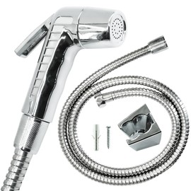 Selyse Chrome Bidet Hand Shower Set with ABS Shower Head 1/2 Inch On/Off Pause Switch, 1.5 m Hose and Hook