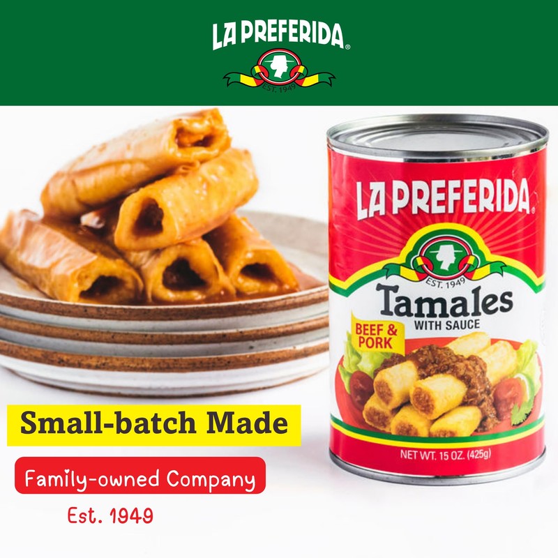 La Preferida Beef & Pork Canned Tamales with Sauce, 15