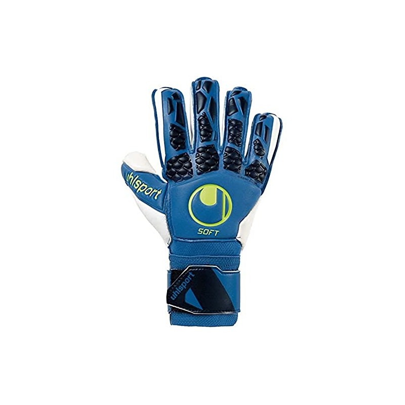 uhlsport Men's Hyperact Soft Flex Frame Goalkeeper Gloves, Night blue/white/fluorescent