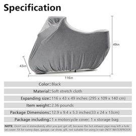 BHIEE Indoor Motorcycle Tarpaulin, Stretch Fabric, Inner Motorcycle Cover, Dust Protection, Elastic Motorcycle Tarpaulin, Motorcycle Protective Cover, 295 x 109 x 140 cm, Light Green