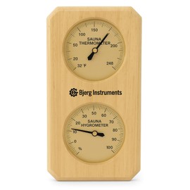 Sauna Thermometer and Hygrometer - 2-in-1 Indoor Analog Temperature & Humidity Gauge with Pine Wood Frame, for Sauna Rooms - 3.5" Dial Wall-Mounted Meter (0–100% RH, Up to 248°F)