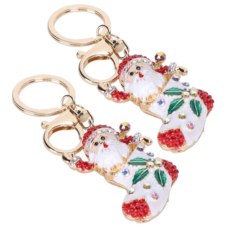 2Pcs Santa Keychain Pendant Cute Stylish Fahionable Decorative Hanging OrnamentsRed