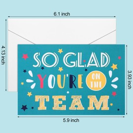 48 Pack Employee Appreciation Cards with 48 Envelopes So Glad You're on The Team Work Anniversary Cards Welcome Cards Employee Funny Thank You Cards for Recognition Gifts, 7.8 x 6 Inch (Star Style)
