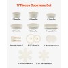 White 17-Piece Nonstick Cookware Set with Detachable Handle Space-Saving Induction